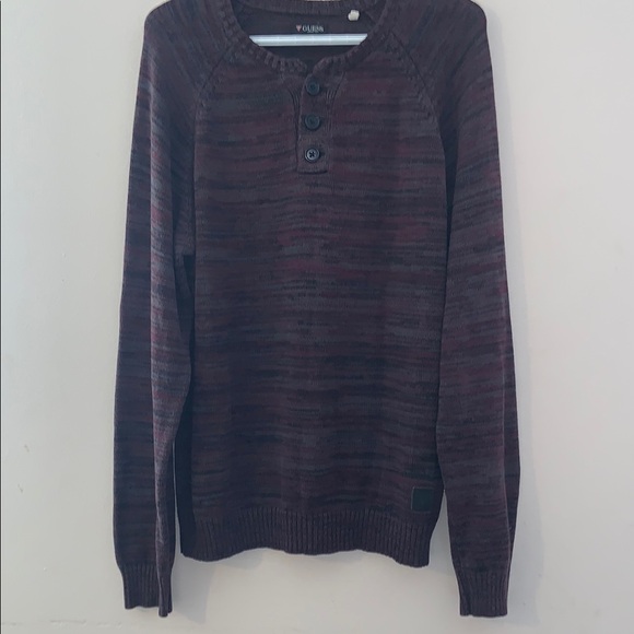 Guess Other - GUESS Henley Knit Sweater Men's Size XL Long Sleeve Burgundy Pullover Casual
